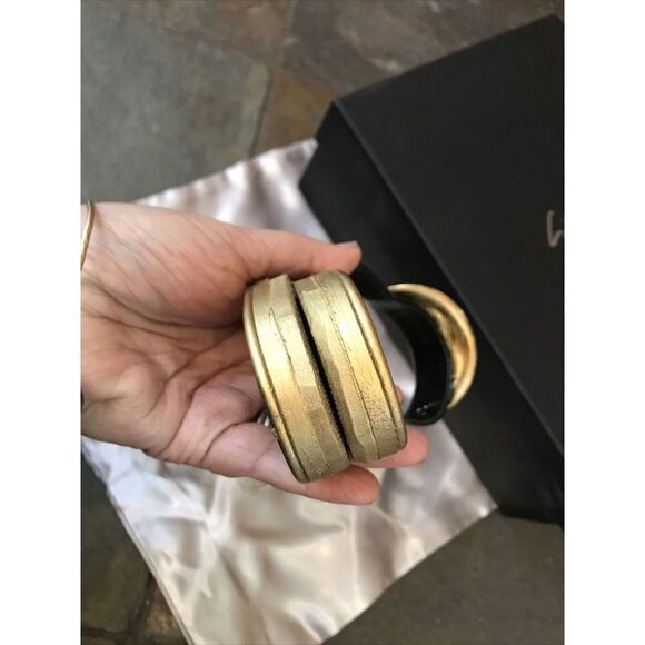 GIUSEPPE ZANOTTI Black Nero Sandal Gold Vernice Rock 38.5 US 8.5 Italy Box - Picture 6 of 10